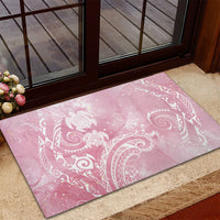 Aloha Hawaii Turtles Floral Rubber Doormat Pink Marbles Glaze