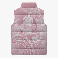 Aloha Hawaii Turtles Floral Sleeveless Puffer Jacket Pink Marbles Glaze
