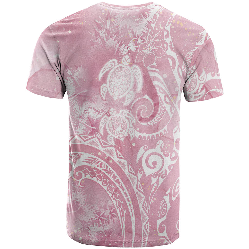 Aloha Hawaii Turtles Floral T Shirt Pink Marbles Glaze