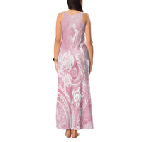 Aloha Hawaii Turtles Floral Tank Maxi Dress Pink Marbles Glaze