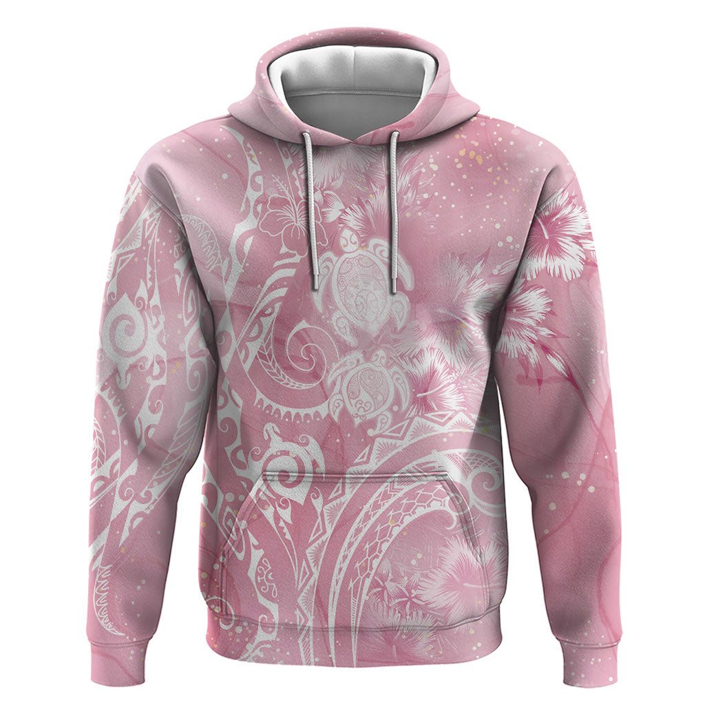 Aloha Hawaii Turtles Floral Zip Hoodie Pink Marbles Glaze