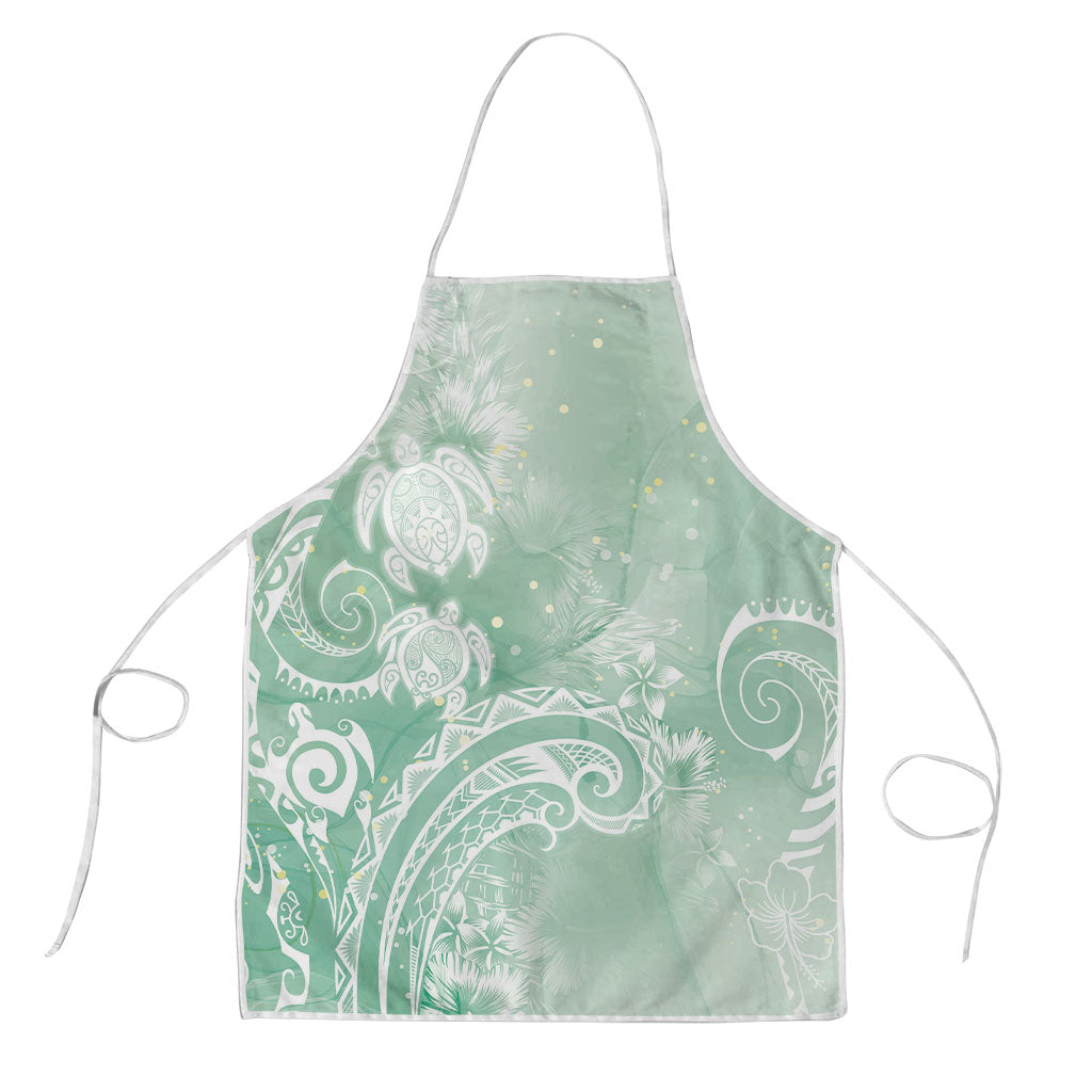 Aloha Hawaii Turtles Floral Apron Seafoam Marbles Glaze LT7 Seafoam - Polynesian Pride