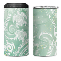 Aloha Hawaii Turtles Floral 4 in 1 Can Cooler Tumbler Seafoam Marbles Glaze