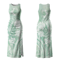 Aloha Hawaii Turtles Floral Couples Matching Tank Maxi Dress and Hawaiian Shirt Seafoam Marbles Glaze LT7 - Polynesian Pride