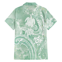 Aloha Hawaii Turtles Floral Family Matching Mermaid Dress and Hawaiian Shirt Seafoam Marbles Glaze