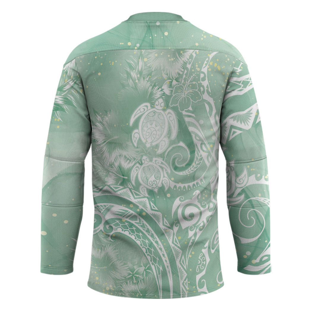 Aloha Hawaii Turtles Floral Hockey Jersey Seafoam Marbles Glaze