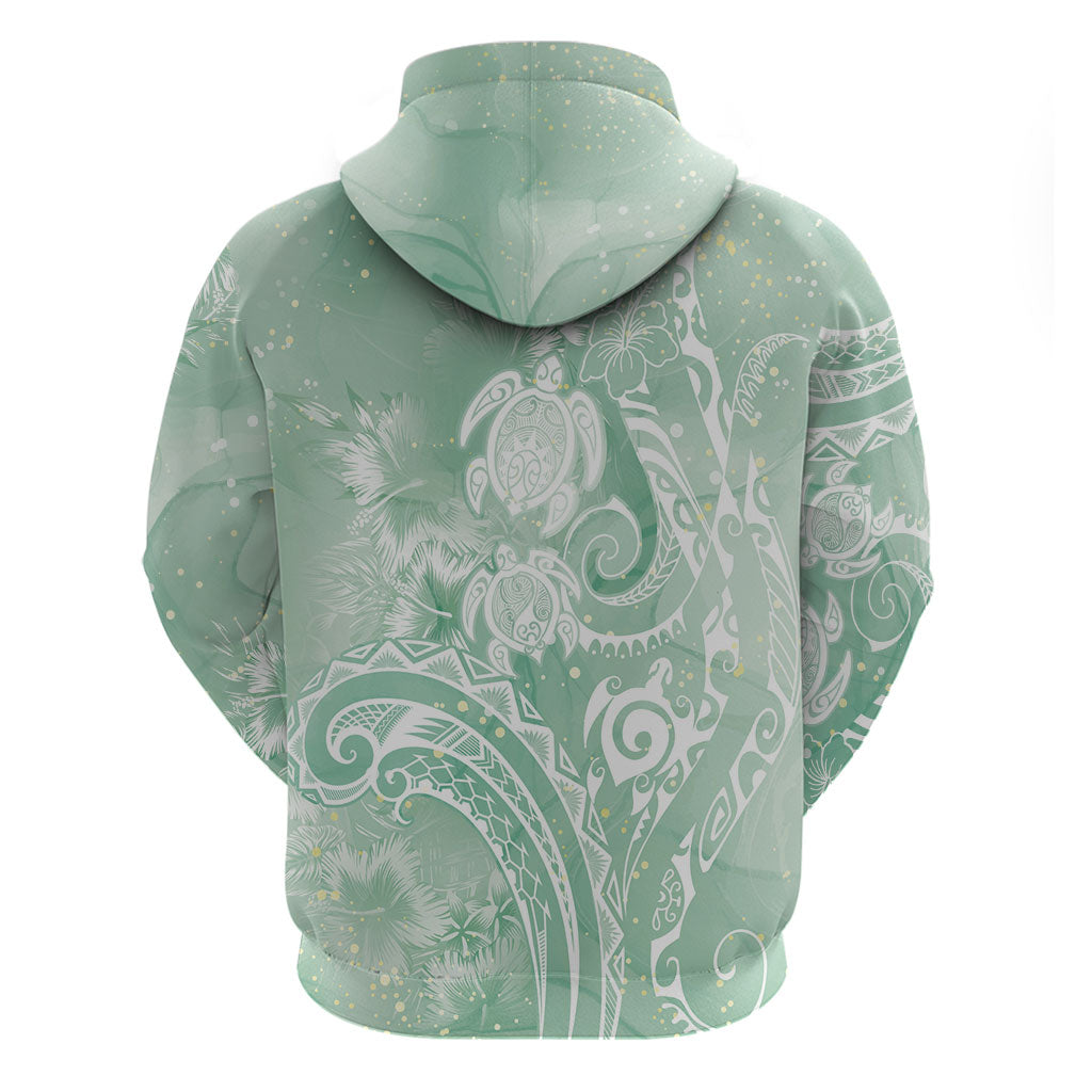 Aloha Hawaii Turtles Floral Hoodie Seafoam Marbles Glaze
