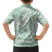 Aloha Hawaii Turtles Floral Kid Hawaiian Shirt Seafoam Marbles Glaze LT7 - Polynesian Pride