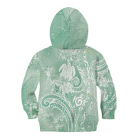 Aloha Hawaii Turtles Floral Kid Hoodie Seafoam Marbles Glaze