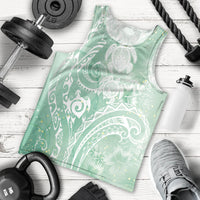 Aloha Hawaii Turtles Floral Men Tank Top Seafoam Marbles Glaze