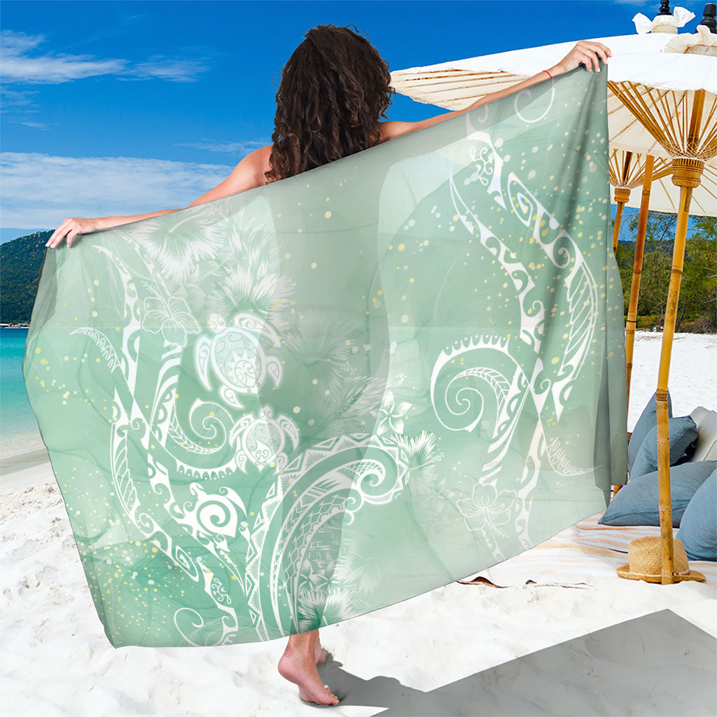Aloha Hawaii Turtles Floral Sarong Seafoam Marbles Glaze LT7 One Size 44 x 66 inches Seafoam - Polynesian Pride