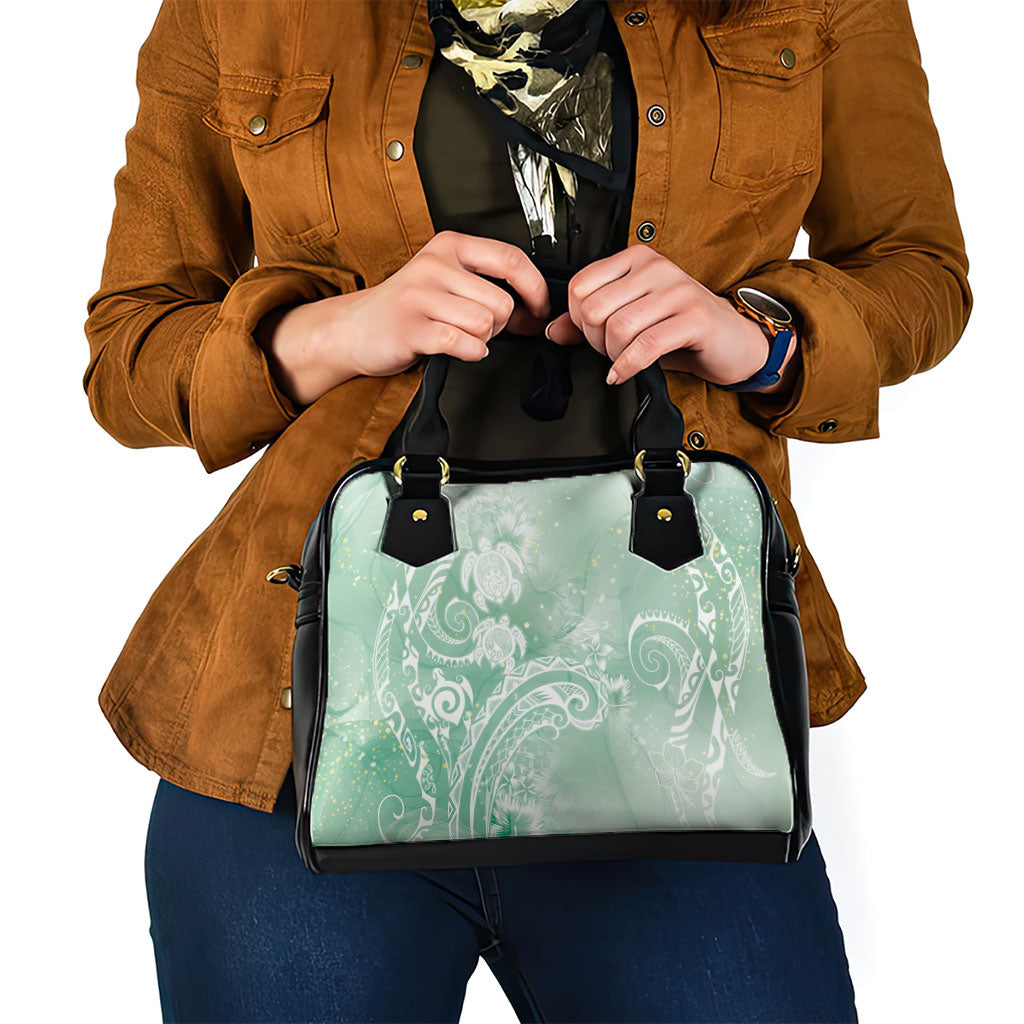 Aloha Hawaii Turtles Floral Shoulder Handbag Seafoam Marbles Glaze