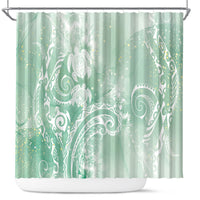 Aloha Hawaii Turtles Floral Shower Curtain Seafoam Marbles Glaze