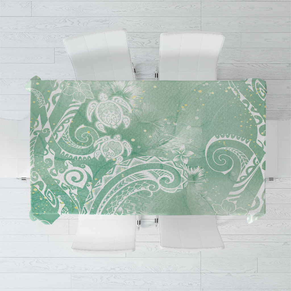 Aloha Hawaii Turtles Floral Tablecloth Seafoam Marbles Glaze LT7 Seafoam - Polynesian Pride