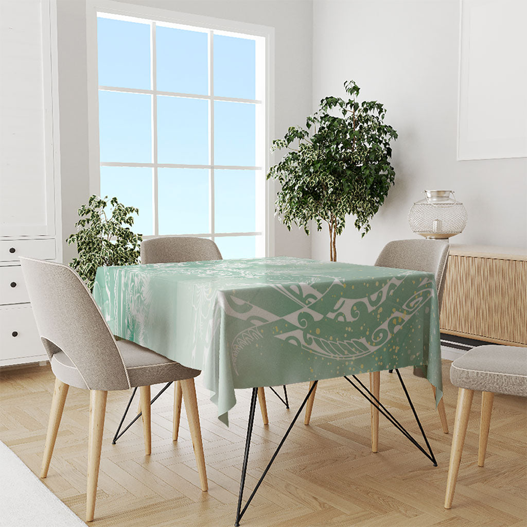 Aloha Hawaii Turtles Floral Tablecloth Seafoam Marbles Glaze