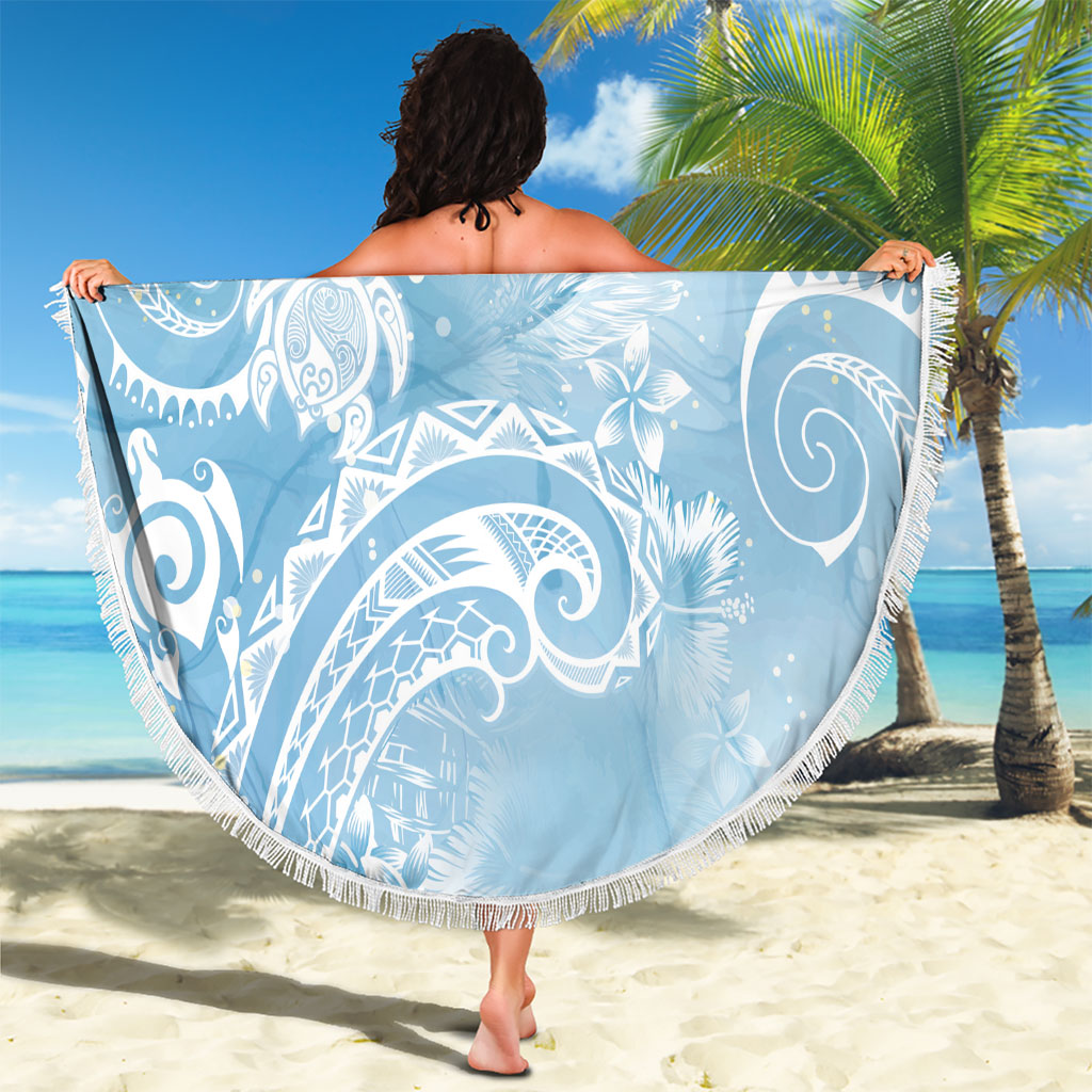 Aloha Hawaii Turtles Floral Beach Blanket Aqua Marbles Glaze