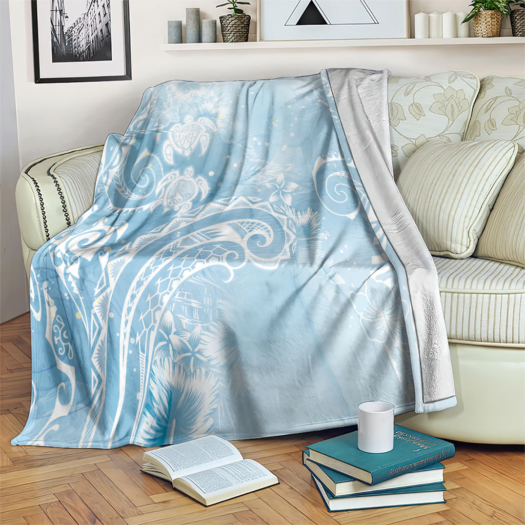 Aloha Hawaii Turtles Floral Blanket Aqua Marbles Glaze LT7 Aqua - Polynesian Pride