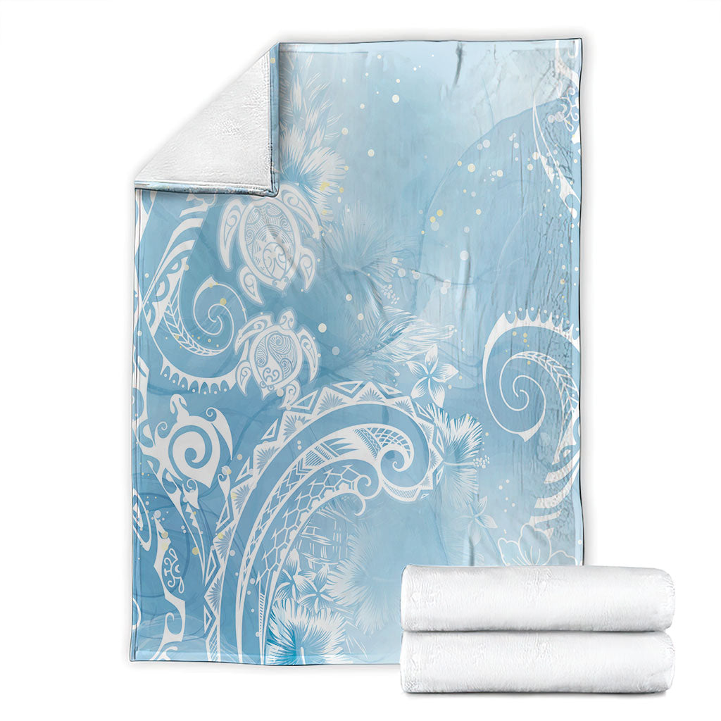Aloha Hawaii Turtles Floral Blanket Aqua Marbles Glaze