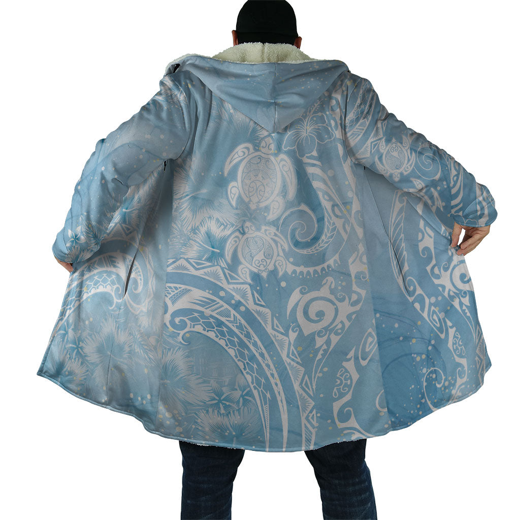 Aloha Hawaii Turtles Floral Cloak Aqua Marbles Glaze