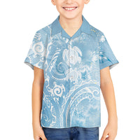 Aloha Hawaii Turtles Floral Family Matching Off Shoulder Maxi Dress and Hawaiian Shirt Aqua Marbles Glaze