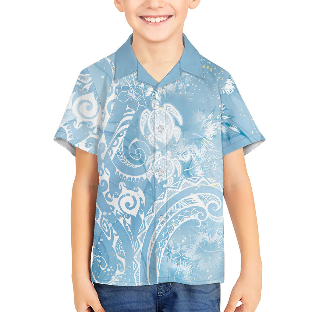 Aloha Hawaii Turtles Floral Family Matching Short Sleeve Bodycon Dress and Hawaiian Shirt Aqua Marbles Glaze