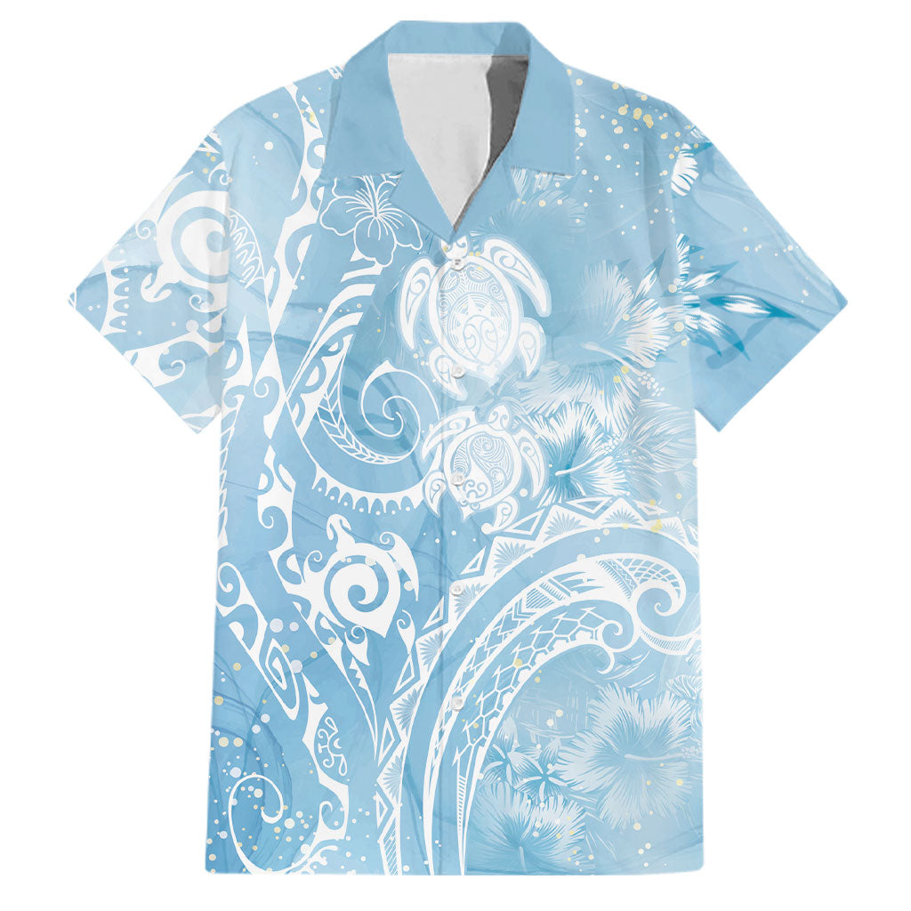 Aloha Hawaii Turtles Floral Family Matching Summer Maxi Dress and Hawaiian Shirt Aqua Marbles Glaze