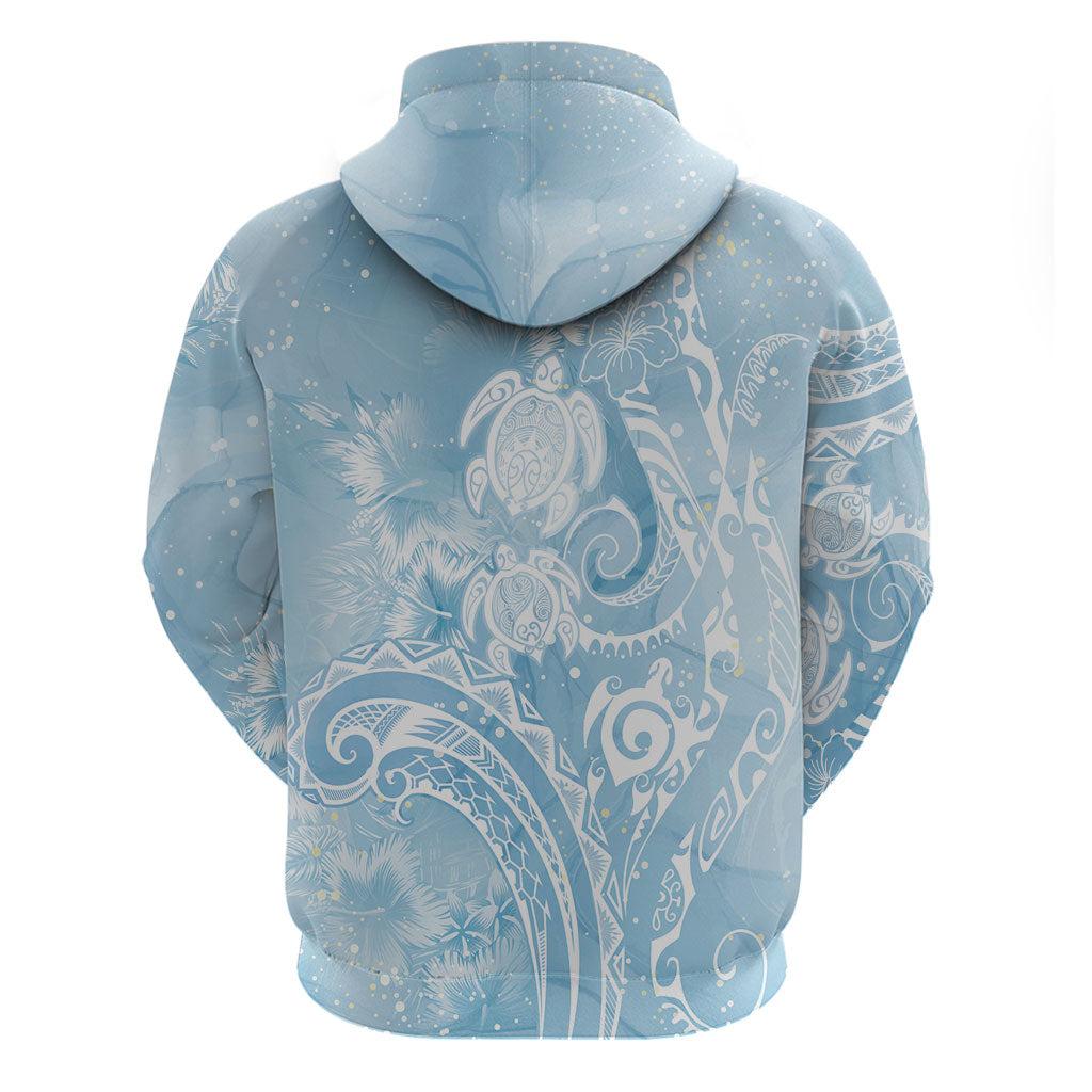 Aloha Hawaii Turtles Floral Hoodie Aqua Marbles Glaze