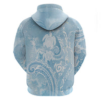 Aloha Hawaii Turtles Floral Hoodie Aqua Marbles Glaze