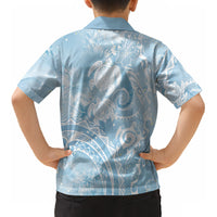 Aloha Hawaii Turtles Floral Kid Hawaiian Shirt Aqua Marbles Glaze LT7 - Polynesian Pride