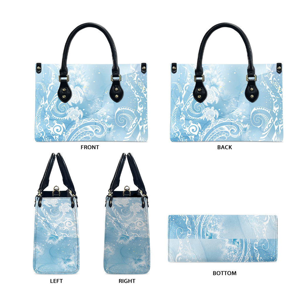Aloha Hawaii Turtles Floral Leather Bag Aqua Marbles Glaze