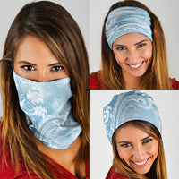 Aloha Hawaii Turtles Floral Neck Gaiter Aqua Marbles Glaze