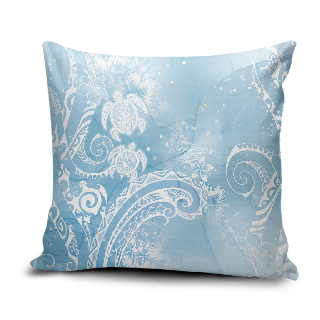 Aloha Hawaii Turtles Floral Pillow Cover Aqua Marbles Glaze
