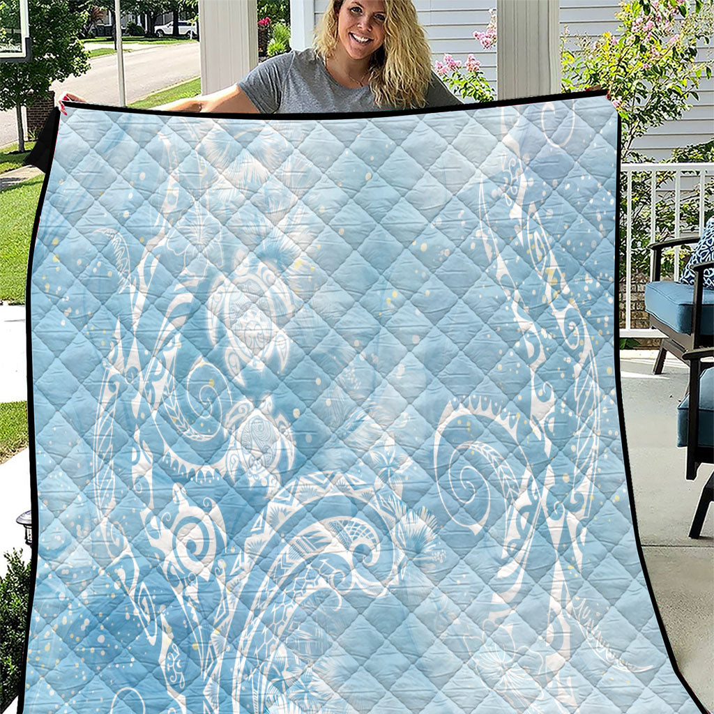 Aloha Hawaii Turtles Floral Quilt Aqua Marbles Glaze LT7 Aqua - Polynesian Pride