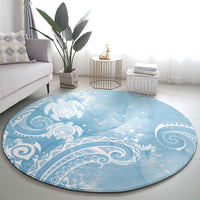 Aloha Hawaii Turtles Floral Round Carpet Aqua Marbles Glaze