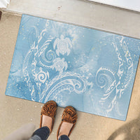Aloha Hawaii Turtles Floral Rubber Doormat Aqua Marbles Glaze