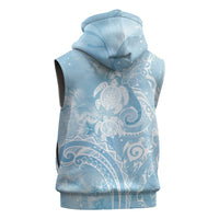 Aloha Hawaii Turtles Floral Sleeveless Zip Hoodie Aqua Marbles Glaze