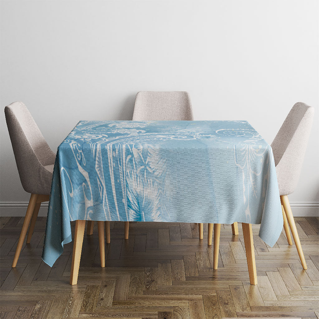 Aloha Hawaii Turtles Floral Tablecloth Aqua Marbles Glaze