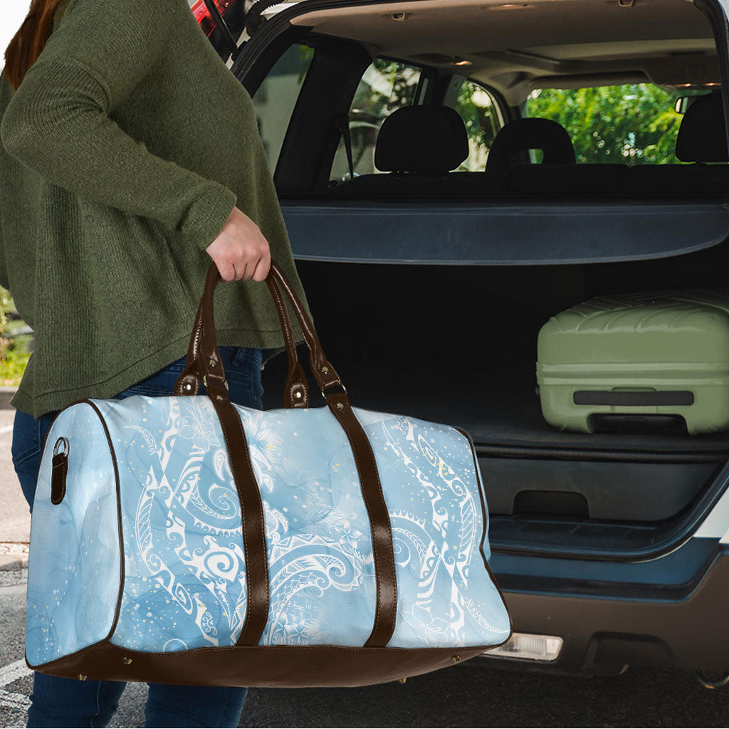 Aloha Hawaii Turtles Floral Travel Bag Aqua Marbles Glaze
