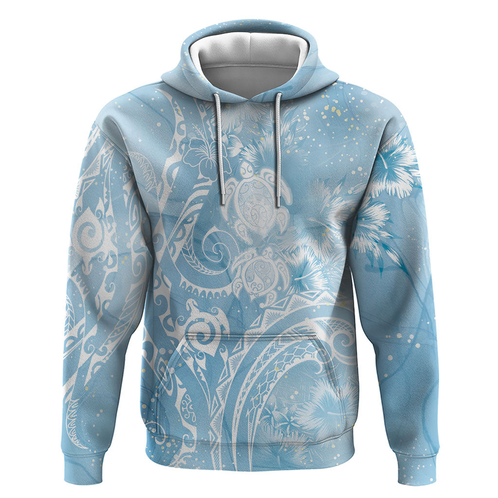 Aloha Hawaii Turtles Floral Zip Hoodie Aqua Marbles Glaze