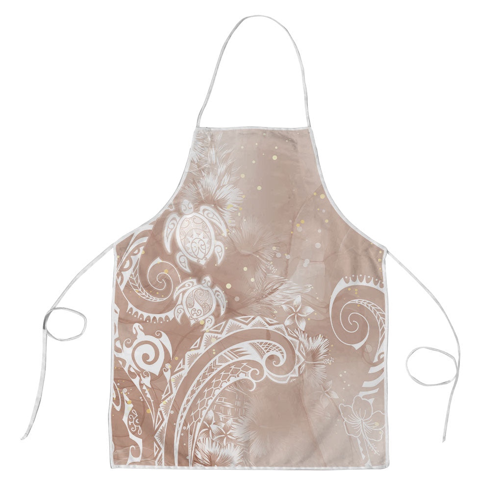 Aloha Hawaii Turtles Floral Apron Taupe Marbles Glaze