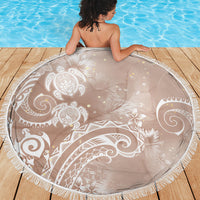 Aloha Hawaii Turtles Floral Beach Blanket Taupe Marbles Glaze