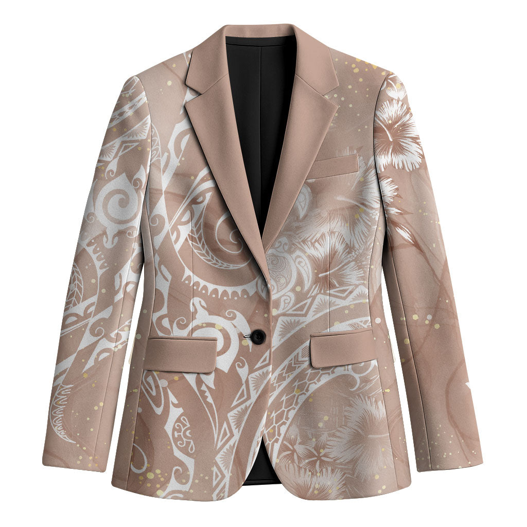 Aloha Hawaii Turtles Floral Blazer Taupe Marbles Glaze LT7 Unisex Taupe - Polynesian Pride