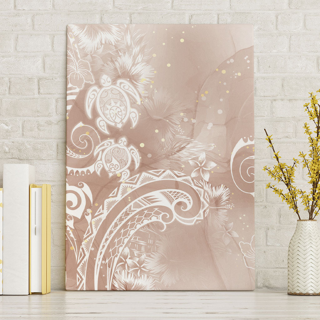 Aloha Hawaii Turtles Floral Canvas Wall Art Taupe Marbles Glaze LT7 Without Frame Taupe - Polynesian Pride