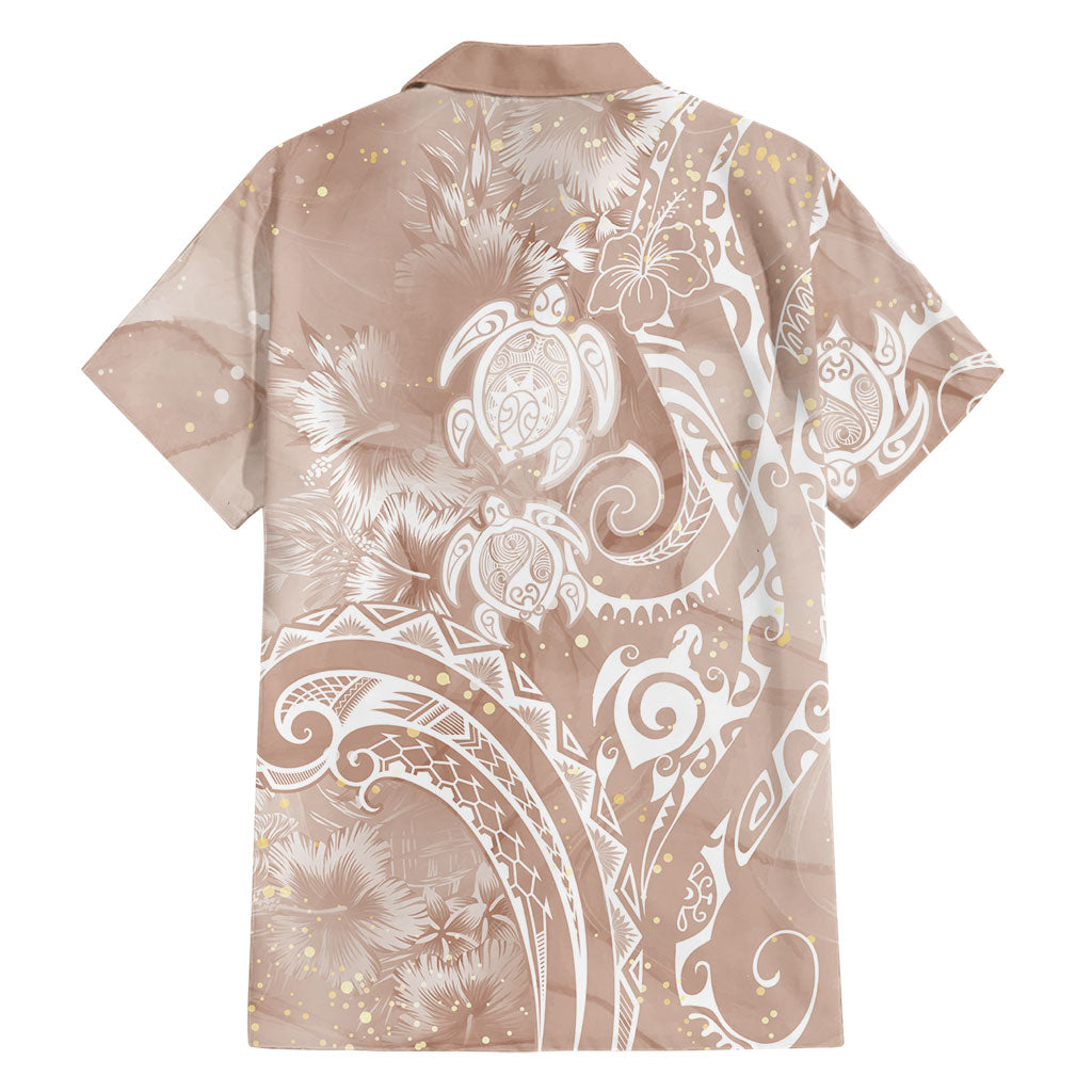 Aloha Hawaii Turtles Floral Family Matching Mermaid Dress and Hawaiian Shirt Taupe Marbles Glaze