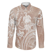 Aloha Hawaii Turtles Floral Family Matching Puletasi and Hawaiian Shirt Taupe Marbles Glaze