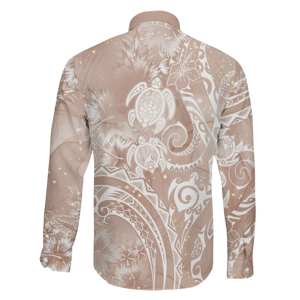 Aloha Hawaii Turtles Floral Family Matching Summer Maxi Dress and Hawaiian Shirt Taupe Marbles Glaze