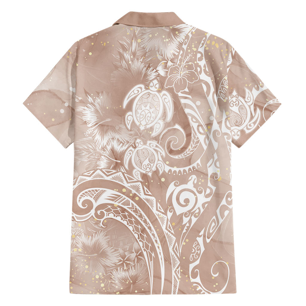 Aloha Hawaii Turtles Floral Family Matching Tank Maxi Dress and Hawaiian Shirt Taupe Marbles Glaze