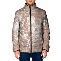 Aloha Hawaii Turtles Floral Padded Jacket Taupe Marbles Glaze