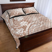 Aloha Hawaii Turtles Floral Quilt Bed Set Taupe Marbles Glaze