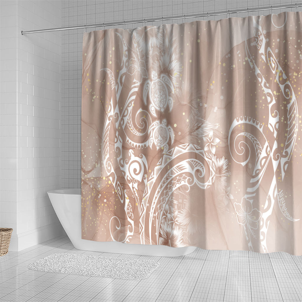 Aloha Hawaii Turtles Floral Shower Curtain Taupe Marbles Glaze